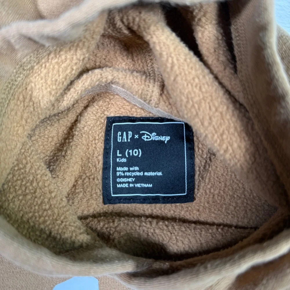 GAP x Disney‎ Kids Hoodie Sweatshirt Size L (10) Brown Mickey Mouse